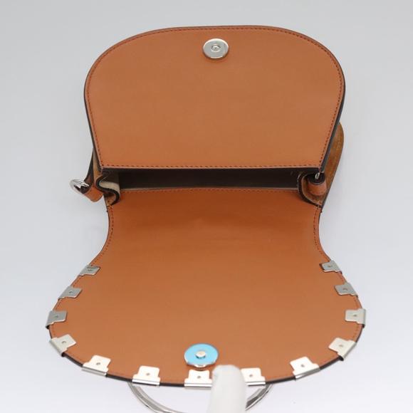 Chloe Nile Hand Bag Enamel Leather 2way Silver Brown Auth 101064 - Picture 9 of 16